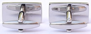 Modern Silver Tone Blue and Turquoise Squares Cufflinks